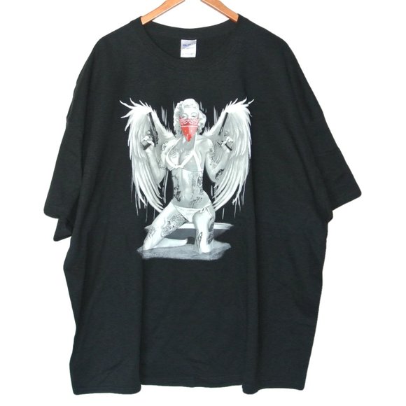 Gildan‎ Black Mens T-Shirt Marilyn Monroe Wings 4XL - Picture 3 of 4